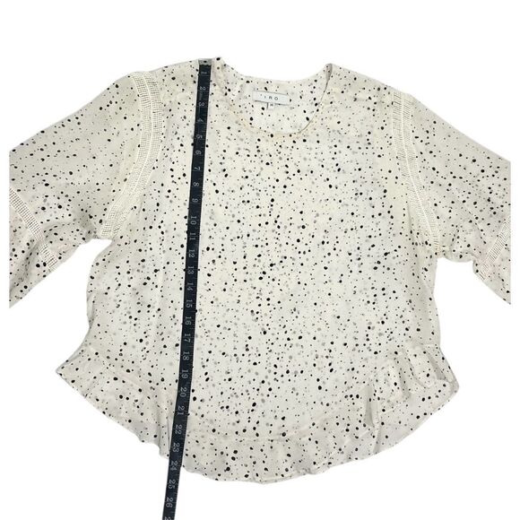 IRO Silk Medium Blouse Women's Sz 4-6 White w Black Abstract Dots Gwen Size 36 F - Picture 9 of 14